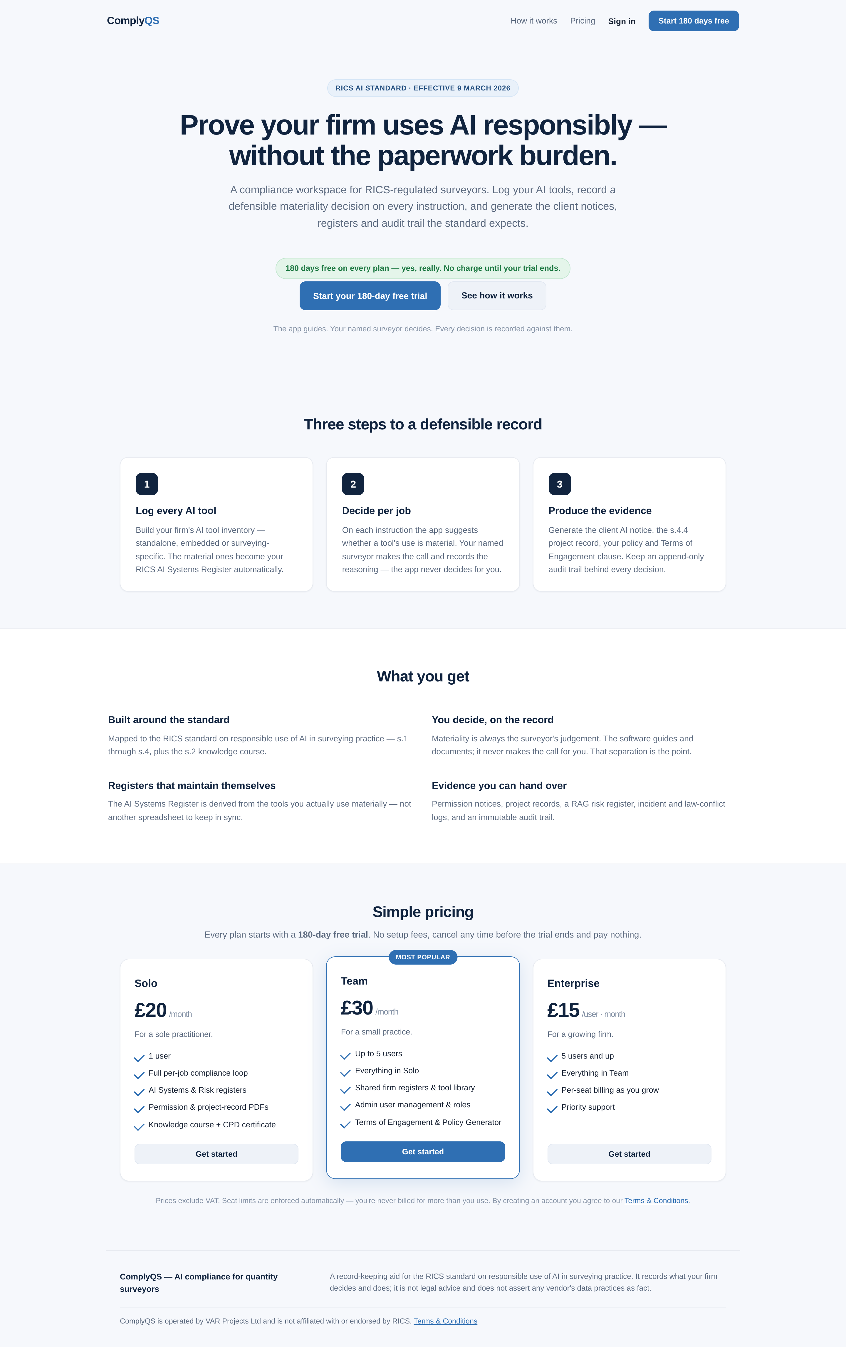ComplyQS landing page