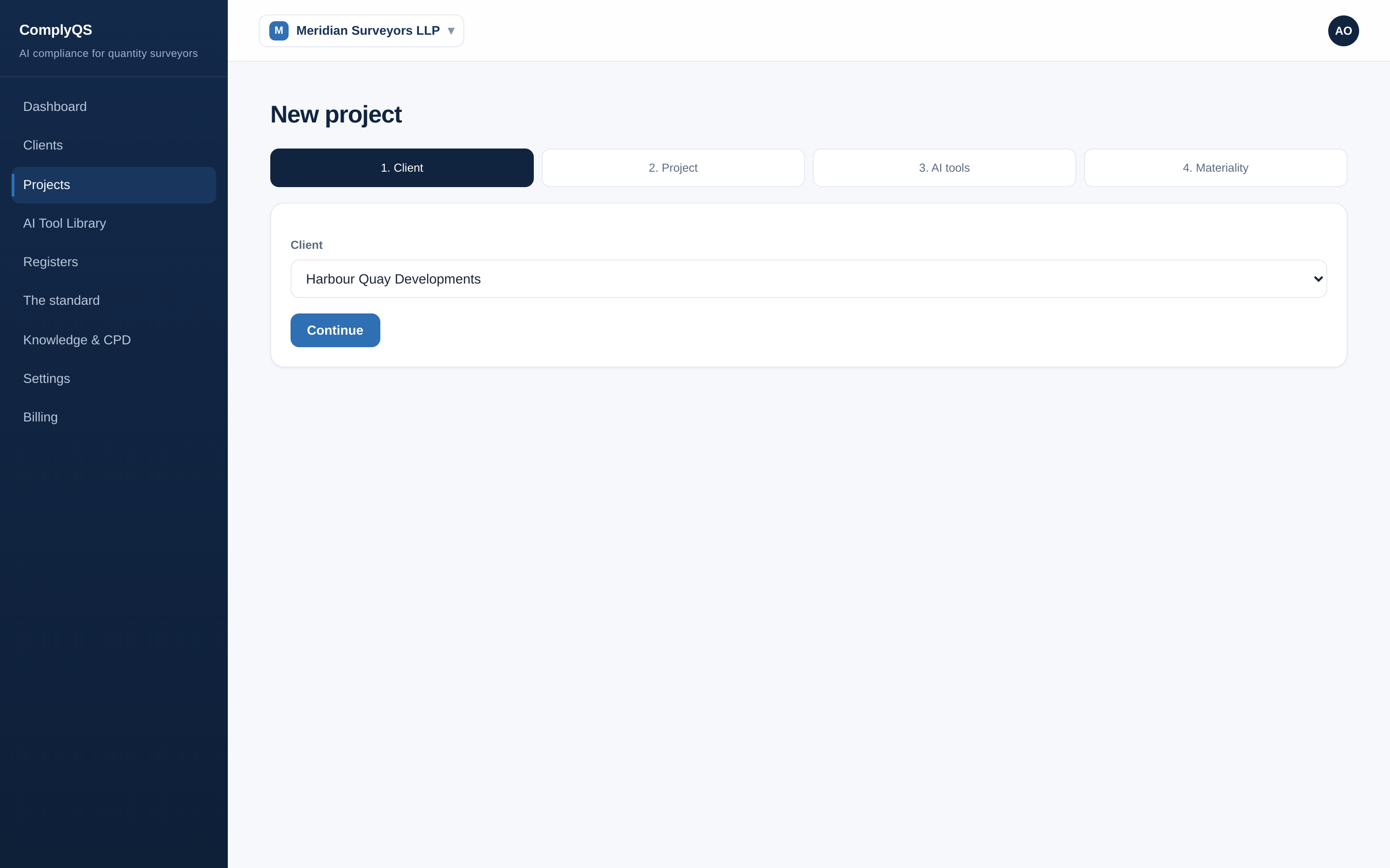New project wizard, step 1: choose client