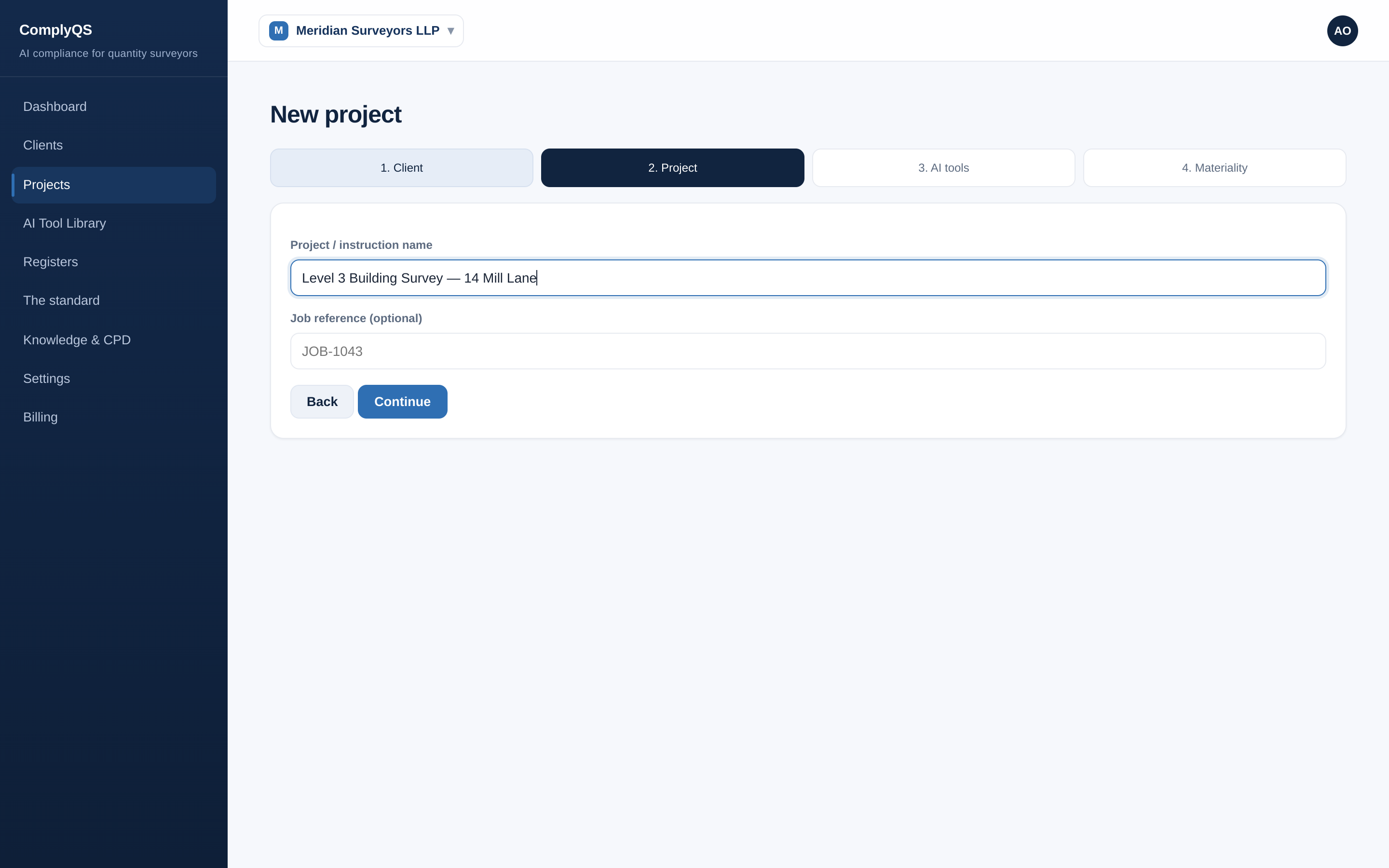 New project wizard, step 2: project details
