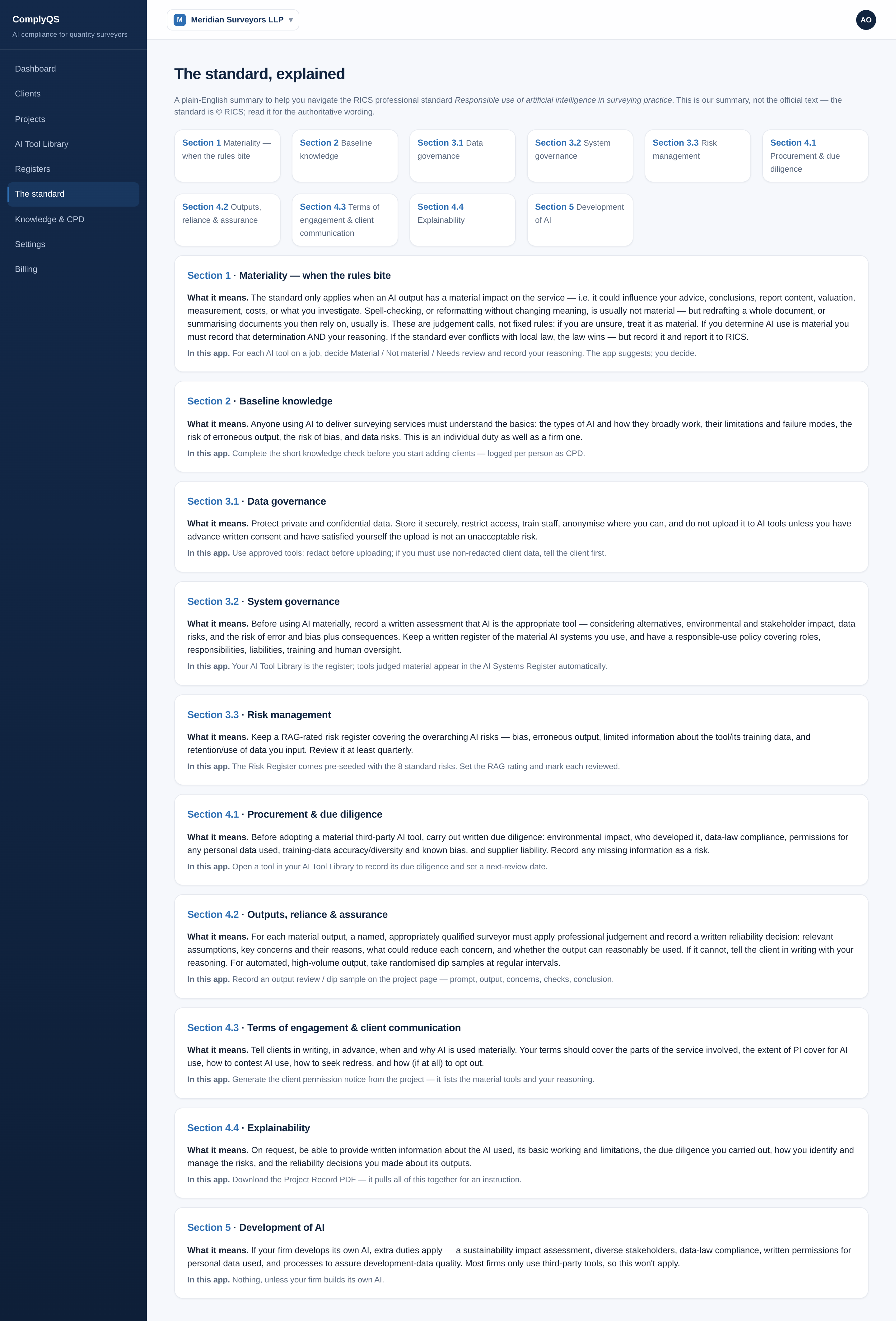The standard explained page